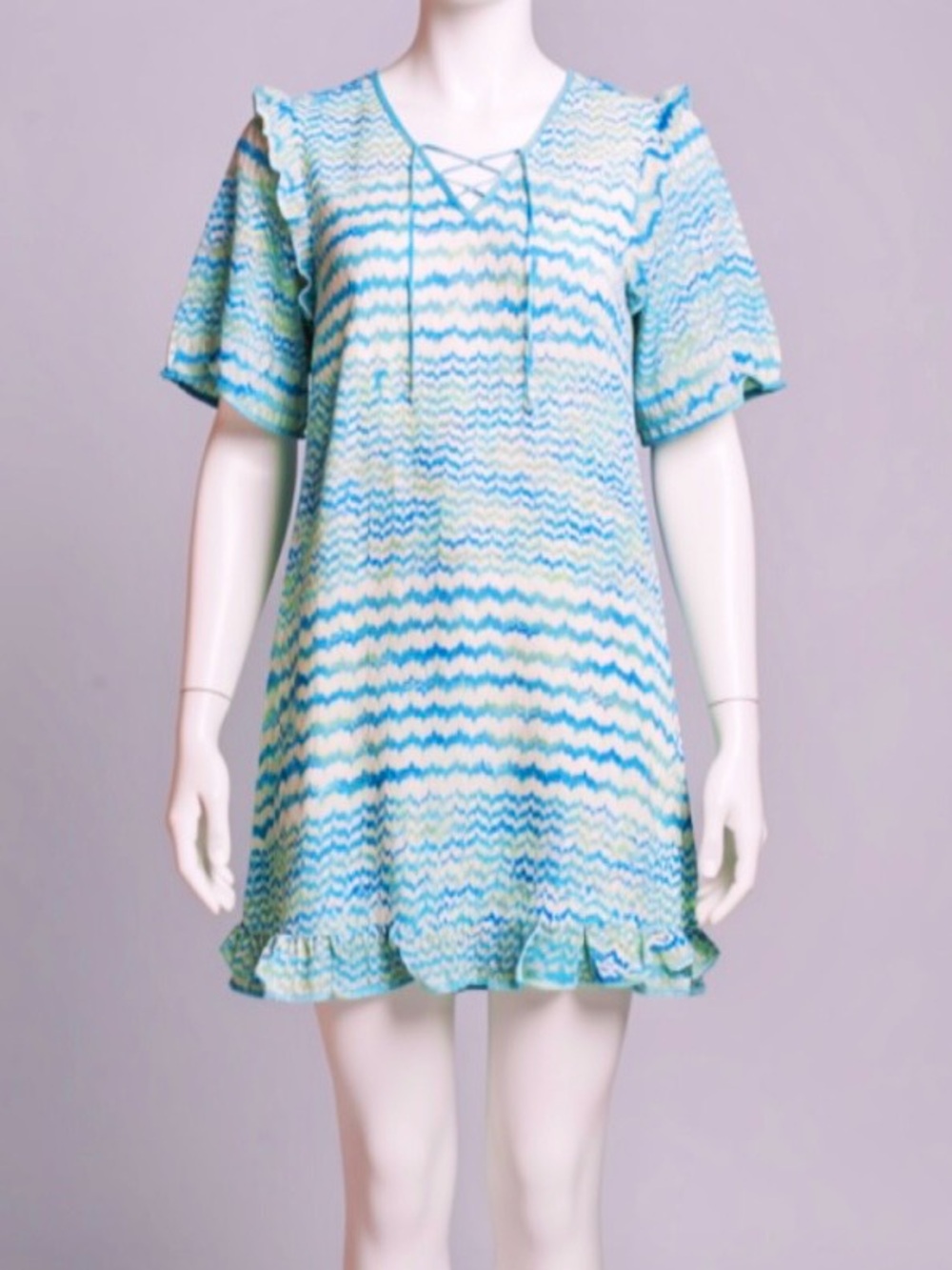 Missoni Mini Dress Blue & White Zig Zag Missoni Shirt Dress Summer Mini Dress
